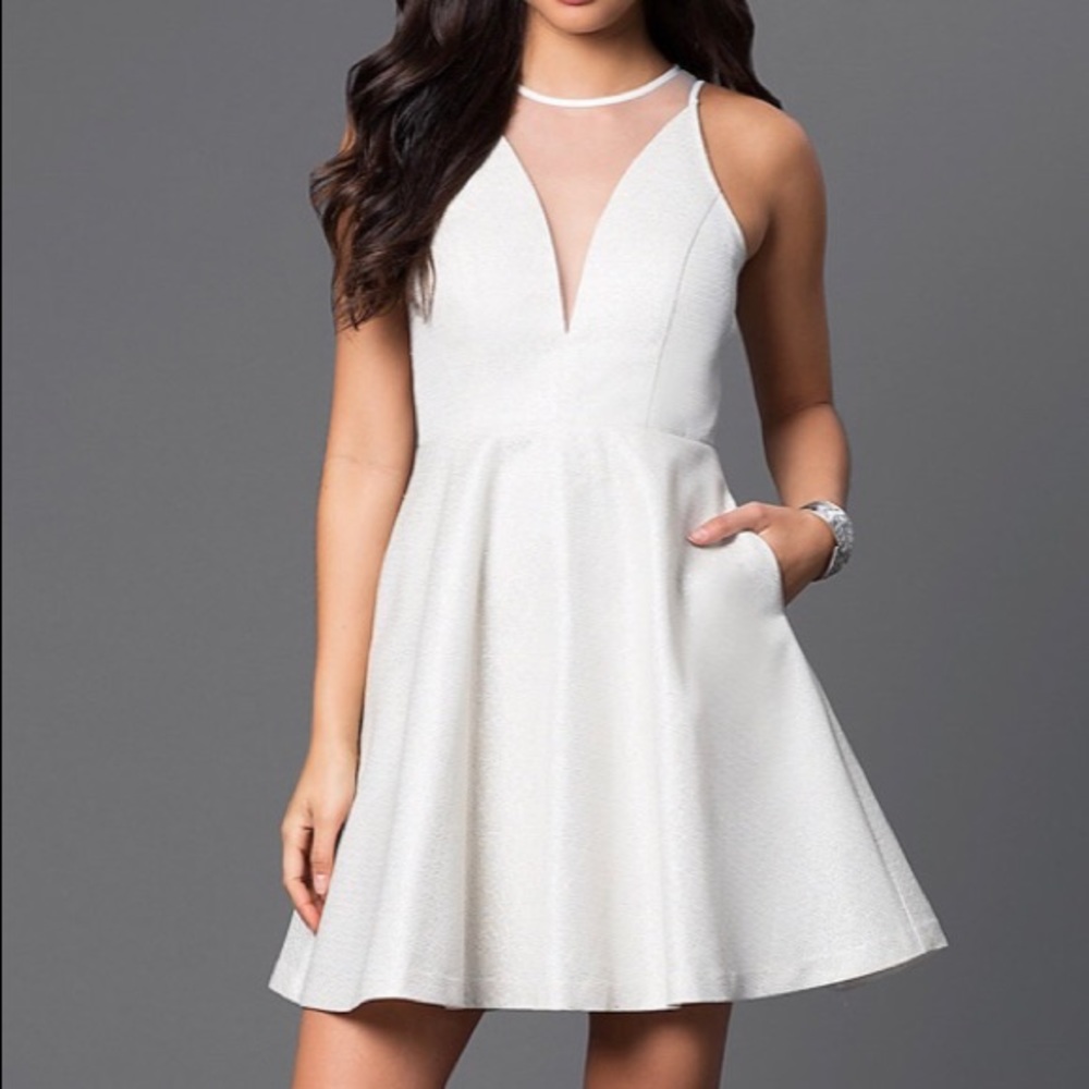 Short A-Line Illusion Party Dress with Pockets